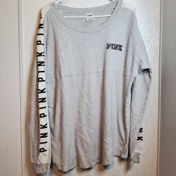 PINK Victoria's Secret Tops - PINK Sequins Grey and white 100% cotton Pullover Sweatshirt Size L Vinta…